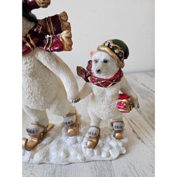 Polar bear skater skiers figurine statue large Xmas decor family - Picture 3 of 10